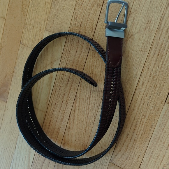 52" Genuine Leather Reversible Braided Belt. - Picture 1 of 6